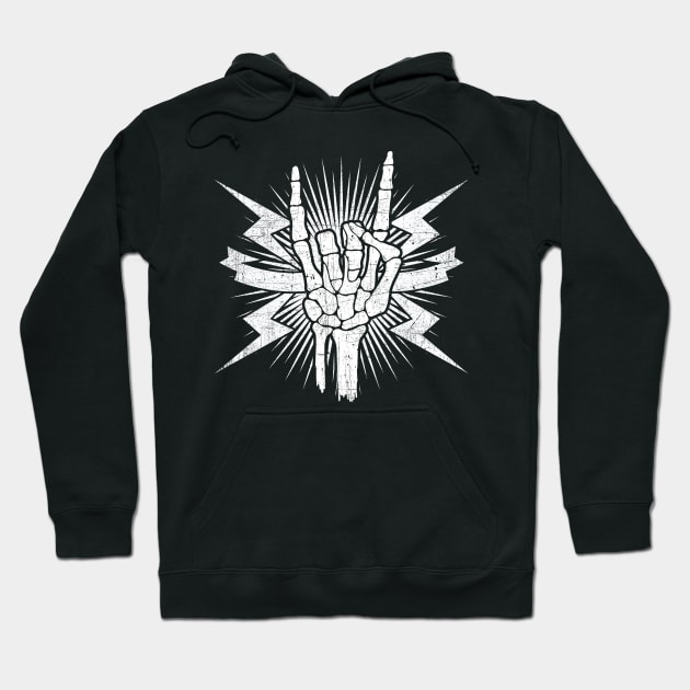 Heavy Metal Rock Skeleton Hand Hoodie by phughes1980